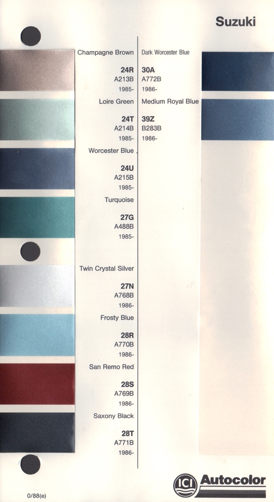 1985 - 1988 Suzuki Paint Charts Autocolor